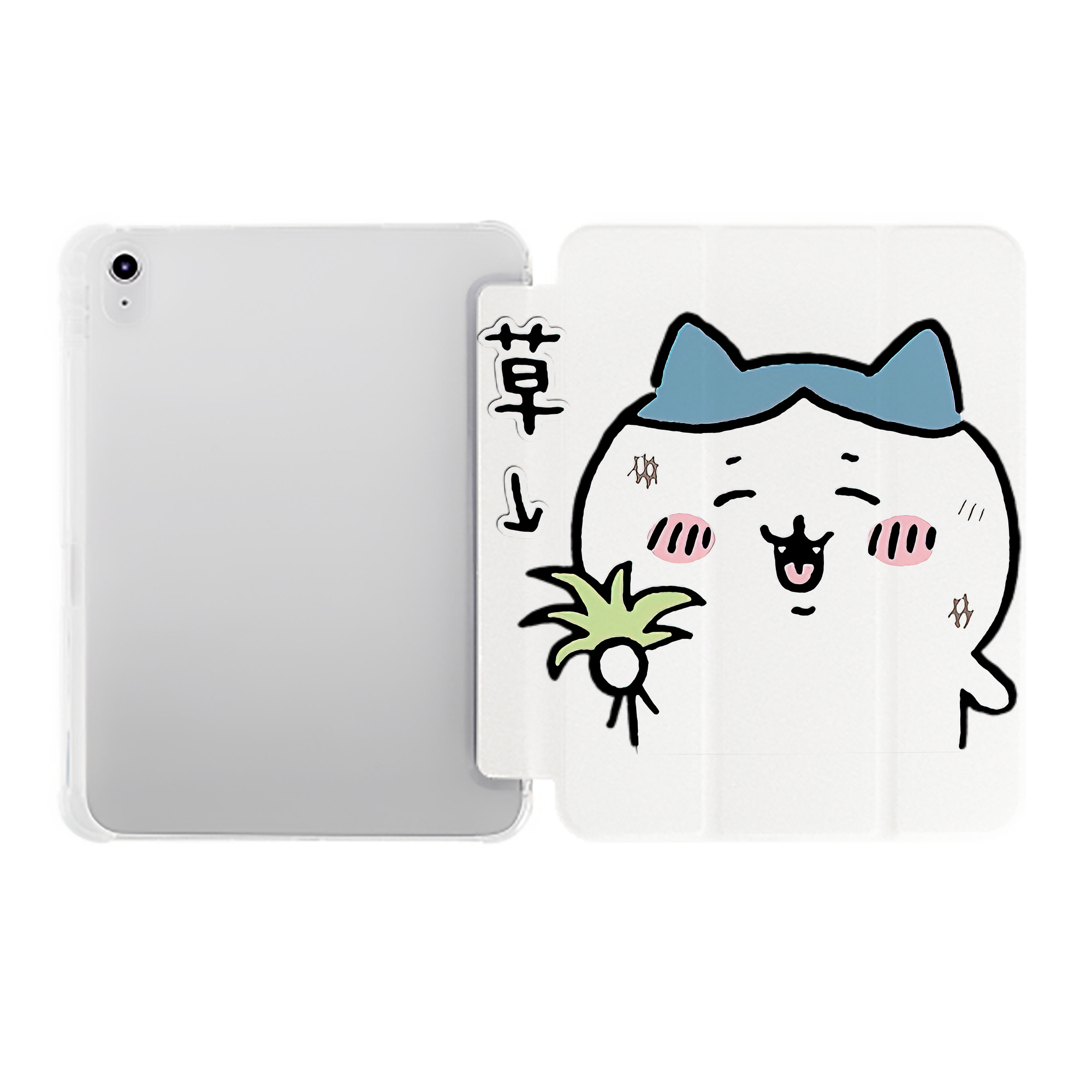 （画像用） ちいかわ ハチワレ Chii-kawa hachiware IPad ケース ペン収納付き 三つ折りスタンド PUレザー×シリコン 対応機種9.5/10.5/10.9インチ
